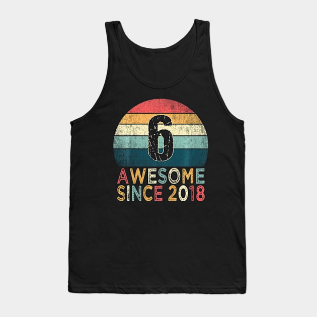 Kids 6Th Birthday Retro 6 Years Old Awesome Since 2018 Tank Top by Zoe Hill Autism